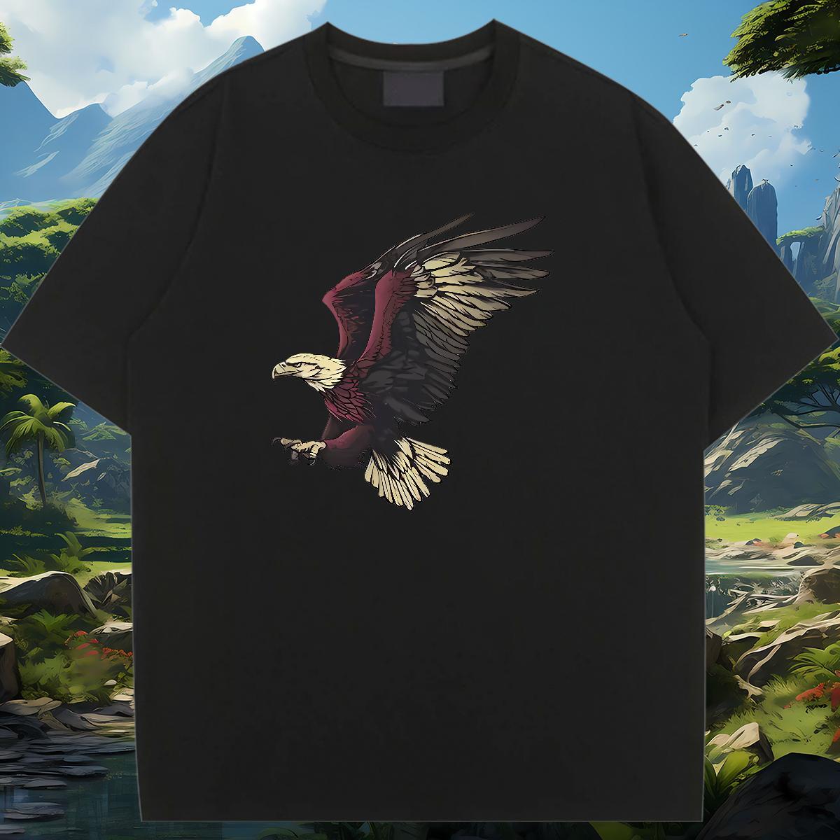 Comfortable Woman T Shirts Crew Neck Breathable Woman Tshirt Cartoon Printing L-4XL eagle Spring Summer 100% Cotton 230g Fashion New Top Tees