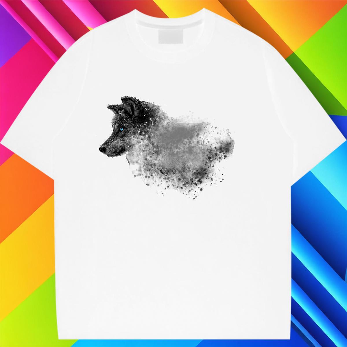 Free Shipping T shirt O Neck Short Sleeves Lady T shirt Custom Print Oversized wolf Casual Daily Wear 230g 100% Cotton 2024 Tees