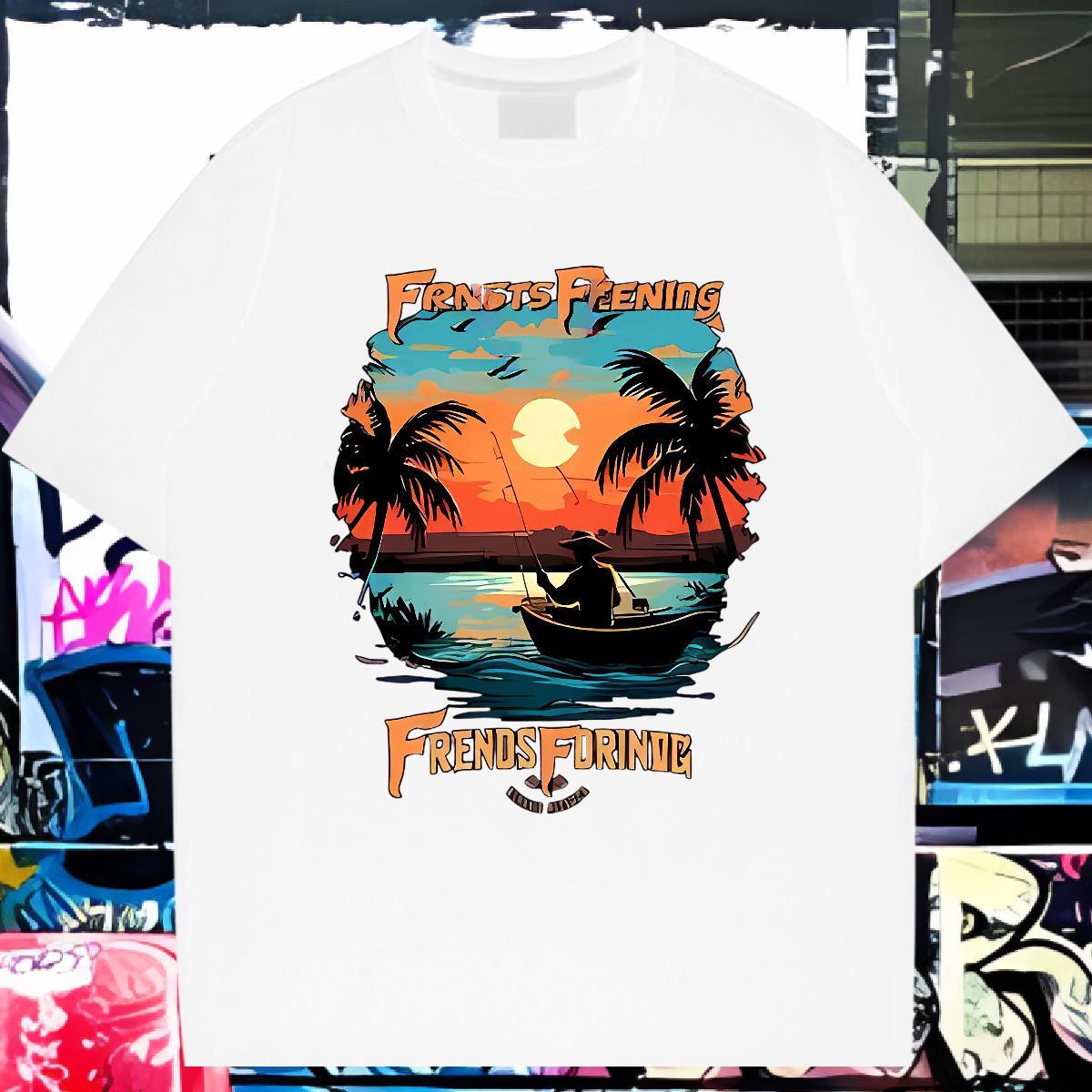 T Shirts Men 230g 100% Cotton beach Casual Daily Wear O-Neck Short Sleeve Floral Print Men Tshirts New Classic Tops Tees