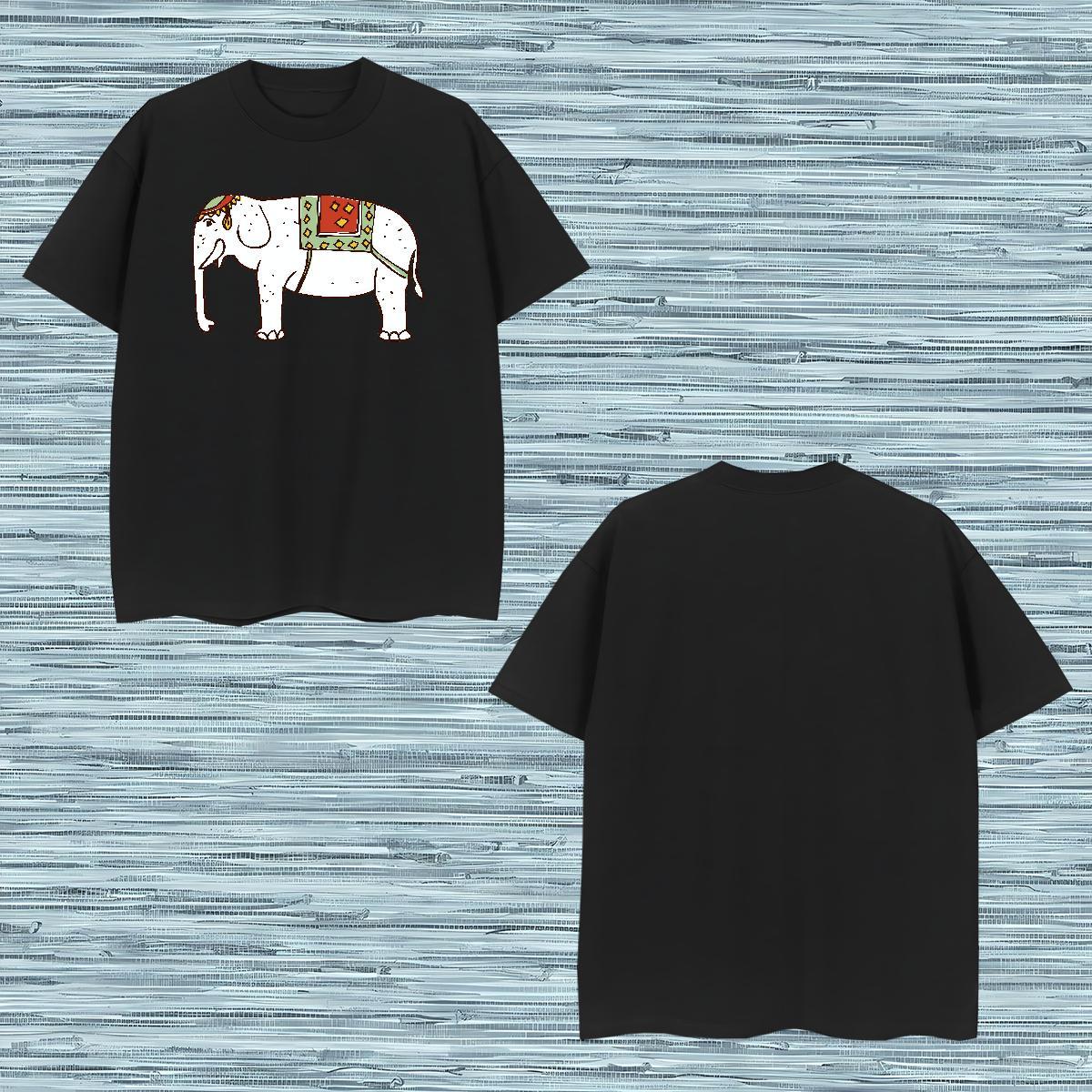 T Shirts Men 230g Pure Cotton elephant Outdoor Crew Neck Breathable DIY Logo Oversized Men Clothes T-Shirt Fashion Casual Cool Design Tops Shirt