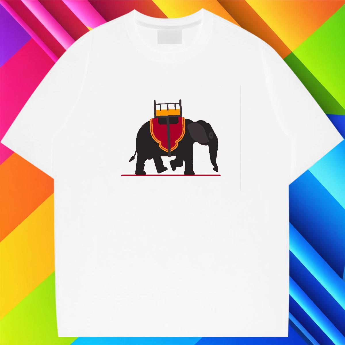 Popular Men Clothes T-Shirt 230g Cotton Beach Elephant Black Oversized Short Sleeve Soft Casual New T Shirt For Man Tees Shirts