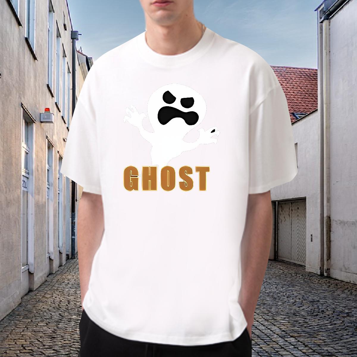 2024 DIY Men T Shirts 230g Cotton halloween Daily Outfit Polos Round Neck Short Sleeve Wholesale Men Clothes T-Shirt Cartoon Printing L-4XL