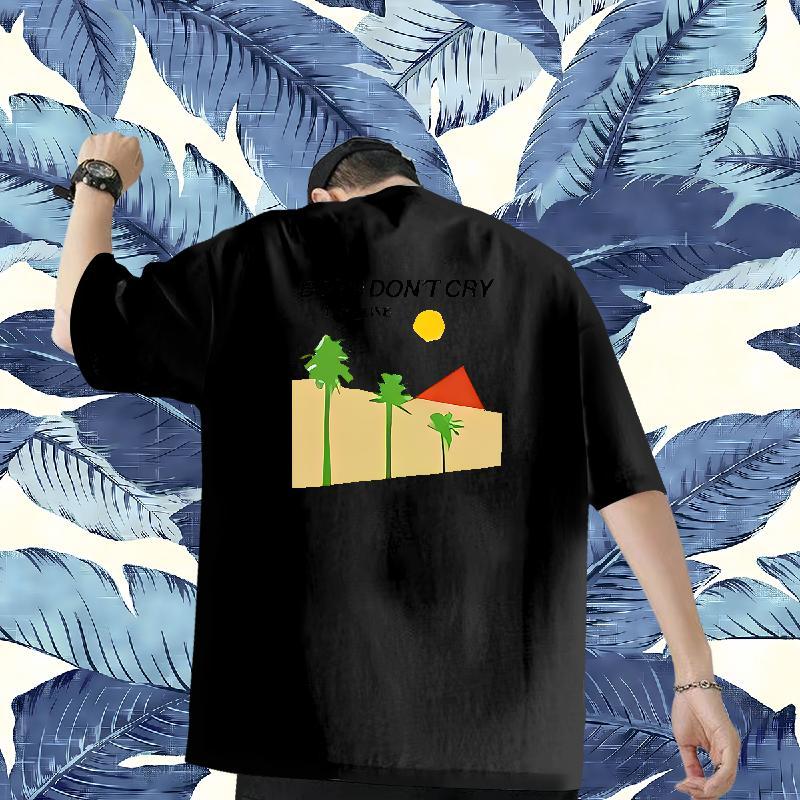New Arrival T-Shirts 230g 100% Cotton tree Street Wear Tees Round Neck Short Sleeve Cool Men Tops Tees DIY Anime