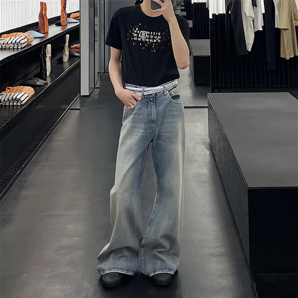 Hip Hop Branch Pattern Washed Jeans Unisex Straight Baggy Y2K Denim Trousers Vintage Blue Loose Casual Cargo Pants Oversized 240816