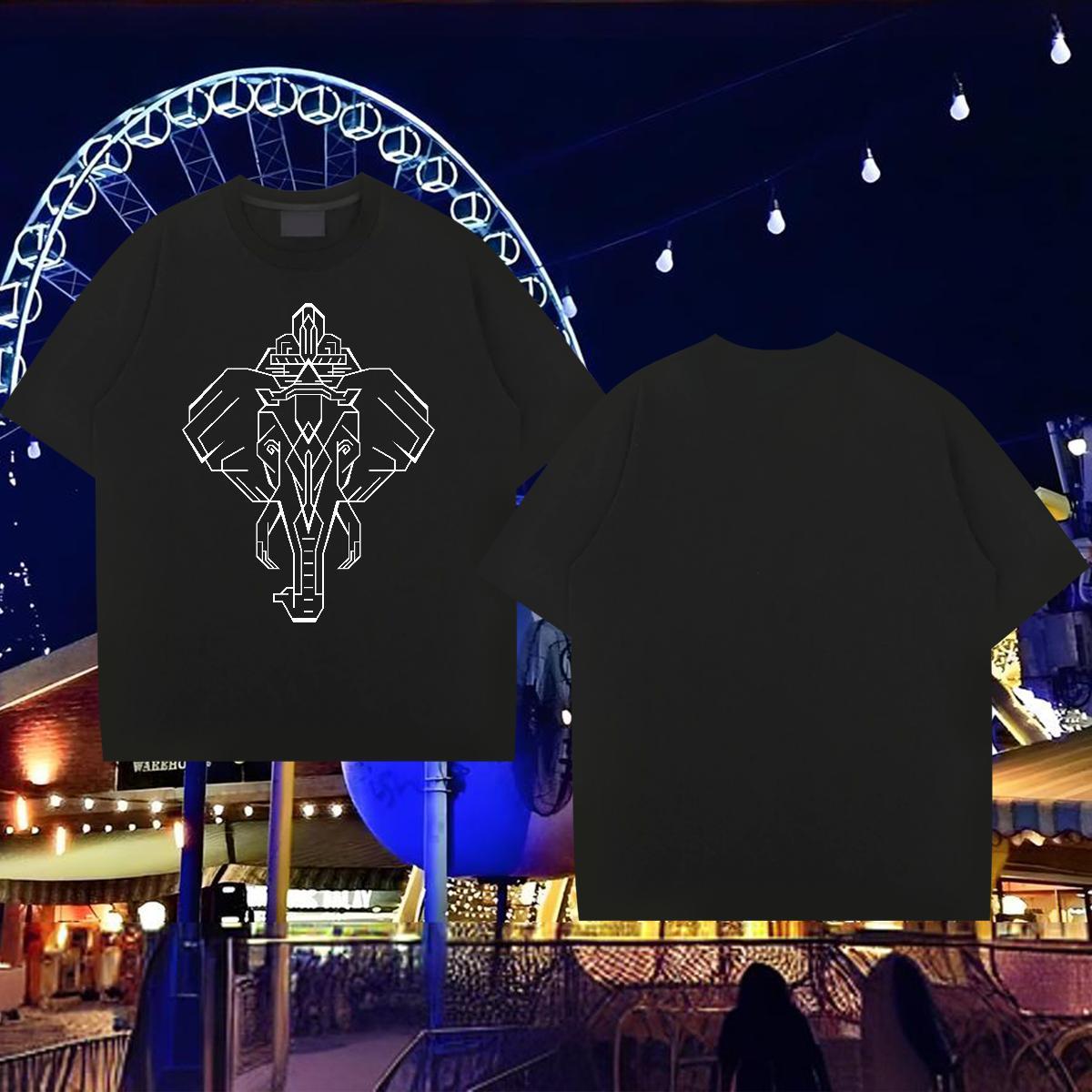 T Shirts Men 230g 100% Cotton Geometric line High Street Hip Hop Breathable Short Sleeve Custom Printing Tshirt for Man Woman 2024 DIY Comfortable Tsh