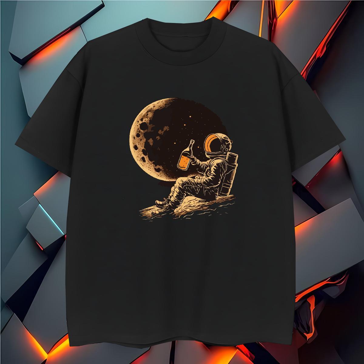 T Shirt For Man 230g 100% Cotton cosmonaut Street Casual Short Sleeve Soft Asian Size Couples T Shirts Custom Cool Design Tops