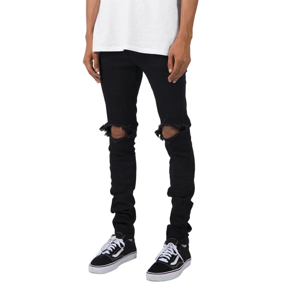Hole Ripped Men Jeans Fashion Skinny High Street Jeans 240824