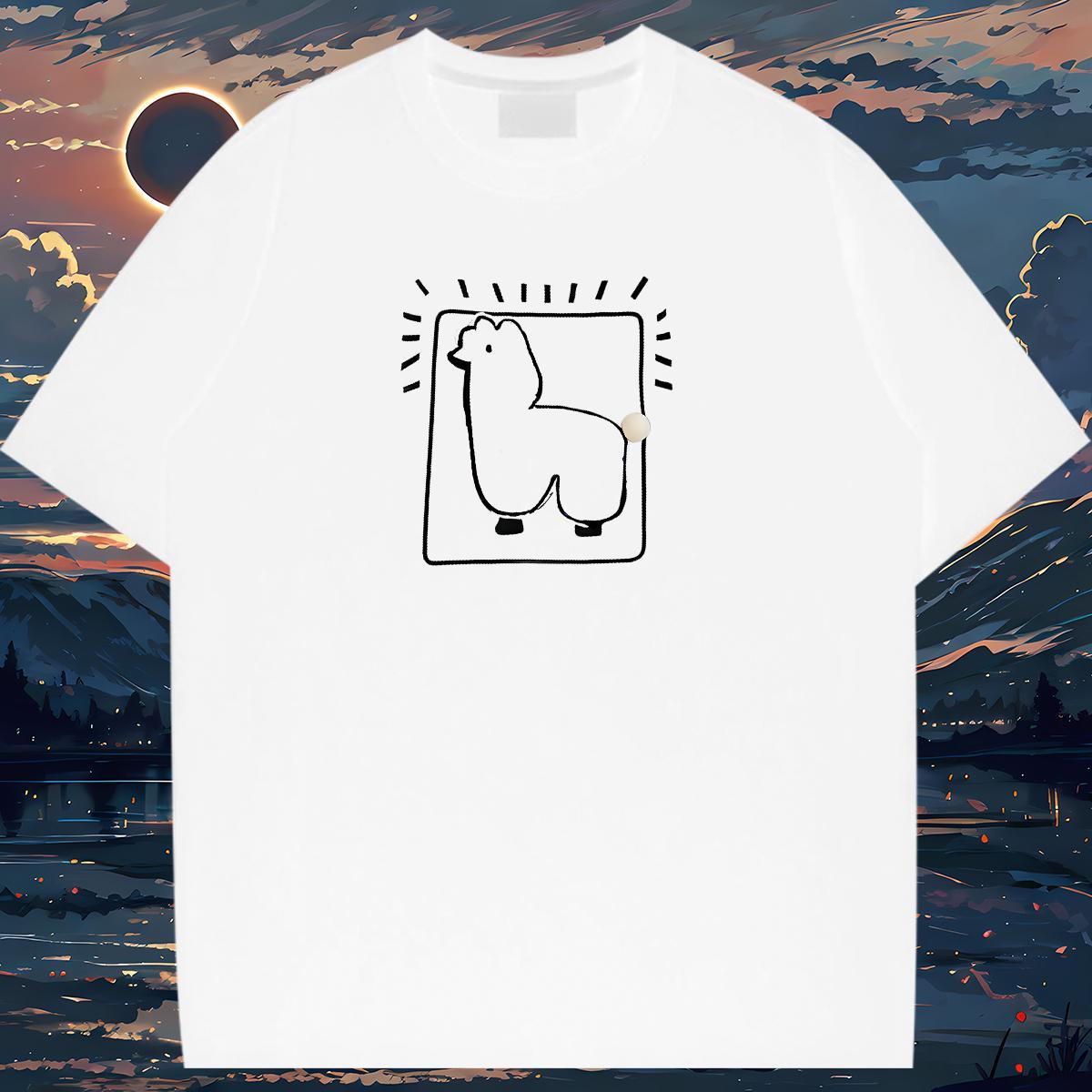 Popular T Shirt For Woman Breathable Crew Neck Unisex Tshirts Custom Printed sheep Sports Street Wear 100% Cotton 230g DIY Top Shirts