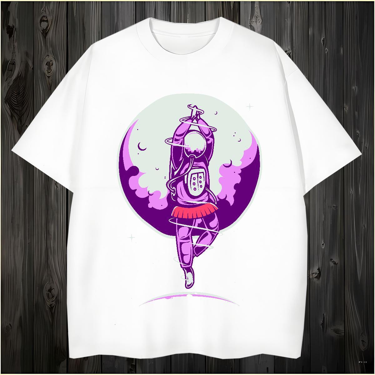 Men T Shirts 230g Pure Cotton universe Street Short Sleeve Soft Floral Print Couples T Shirts Free Shipping Loose Clothings