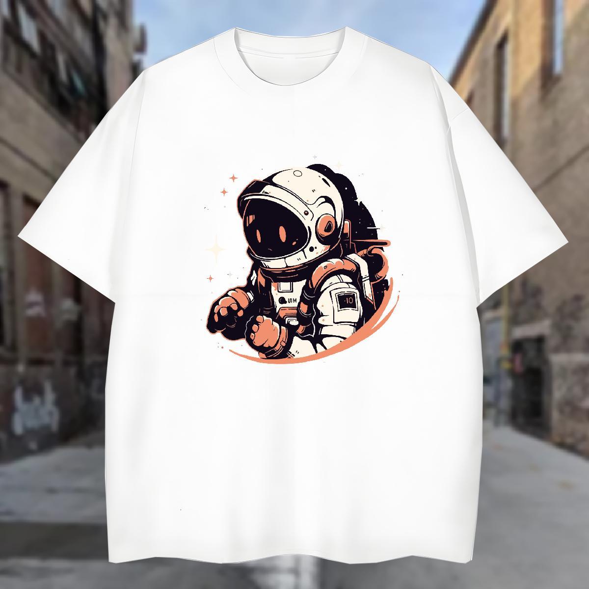 T Shirts Men 100% Cotton 230g universe Casual Daily Wear Short Sleeve O-Neck Oversized 4XL Men Tshirts 2024 Loose Fit Tee Shirt