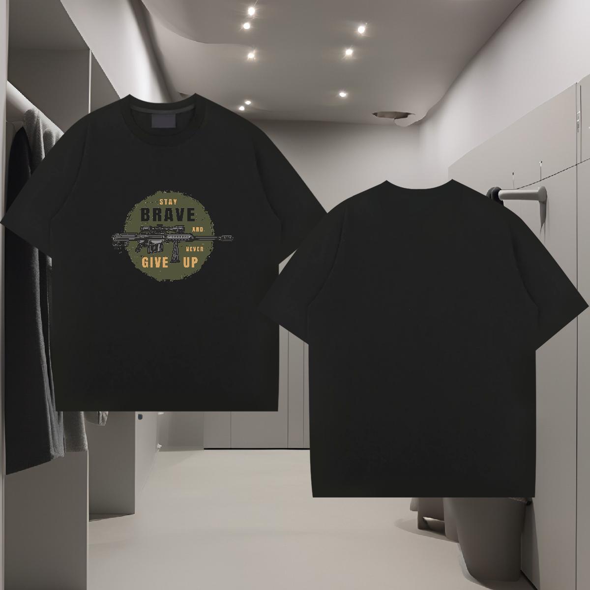 T Shirt For Man 230g Pure Cotton pistol Casual Breathable Short Sleeve Custom Big Size Couples T Shirts Fashion Design Soft Tops Shirt