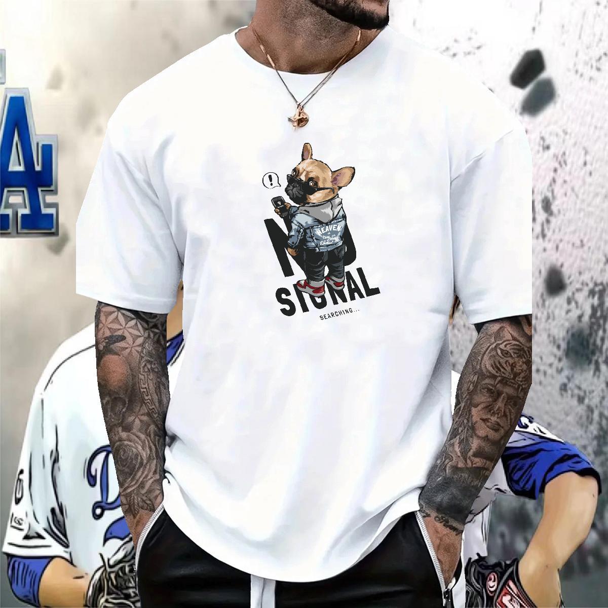Fashion Casual T Shirt For Man 230g Pure Cotton dog Street Casual Tees Shirts Breathable Crew Neck Cool Design Men Tops Tees Custom Anime