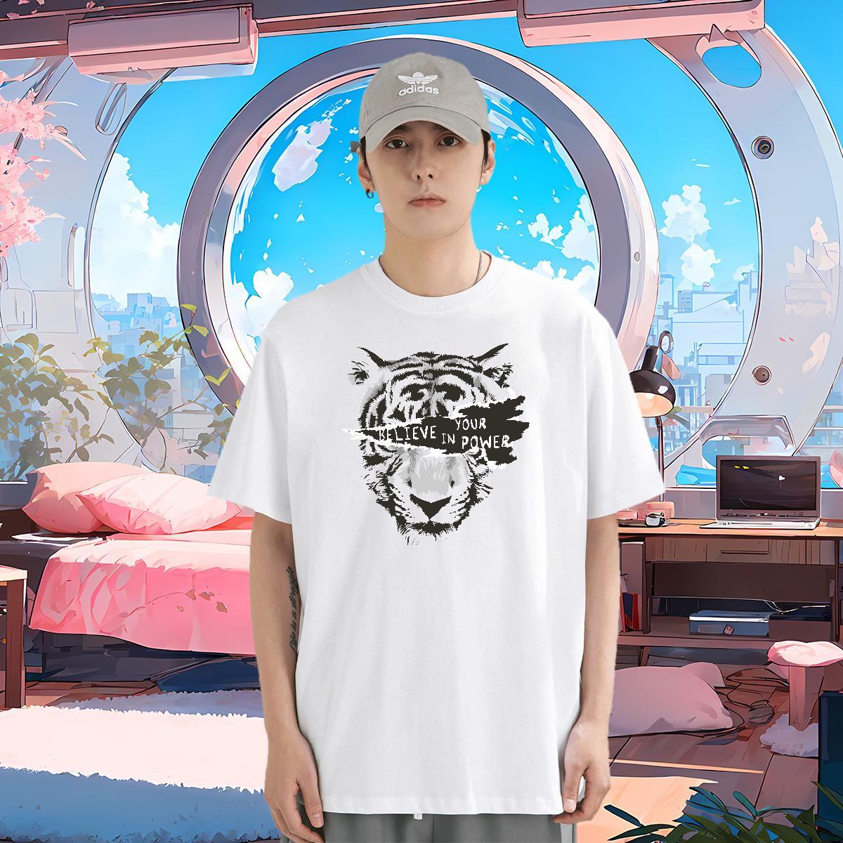 Men T Shirts 230g 100% Cotton tiger Home Outdoor Crew Neck Asian Size Tshirt for Man Woman Brand TOP Quality Tshirts