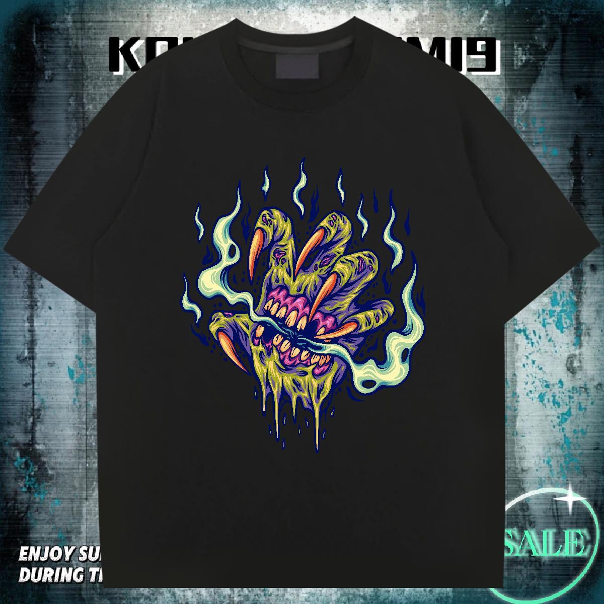 Loose Mens Tshirts 230g Pure Cotton Street Wear ET Custom Cartoon Crew Neck Breathable Fashion Design T shirt Tops