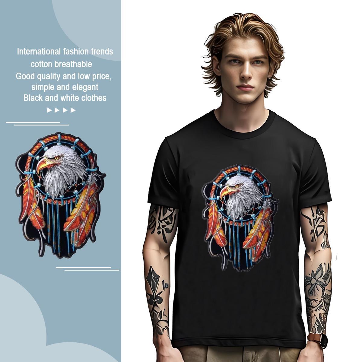 T Shirts Men 230g 100% Cotton eagle Outdoor Crew Neck Breathable Oversized 4XL Men Tops Tees Fashion Designer Cool Design Tees Shirts