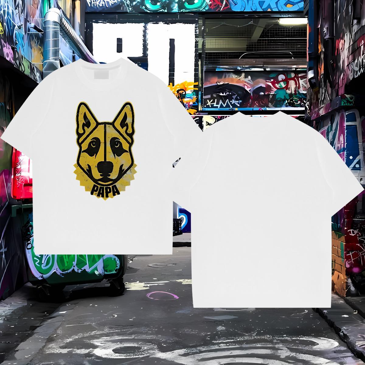 Fashion New T shirt 230g 100% Cotton dog Daily Outfit Tops Breathable Short Sleeve Cool Design Men Tees Custom Anime