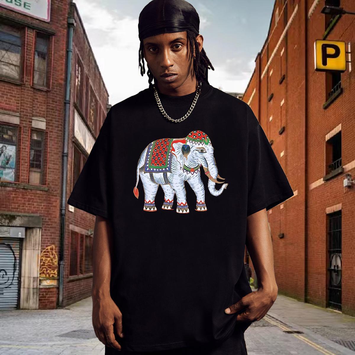 T Shirts Men 230g 100% Cotton elephant Sport Breathable Short Sleeve Oversized 3XL 4XL Men Clothes T-Shirt Stylist Cool Top Tees