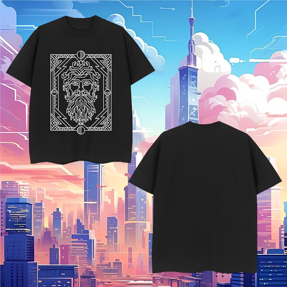 Mens T Shirts 100% Cotton 230g Geometric line Outdoor Crew Neck Breathable Custom Print Plus Size Tshirt for Man Woman 2024 DIY Unisex Polos