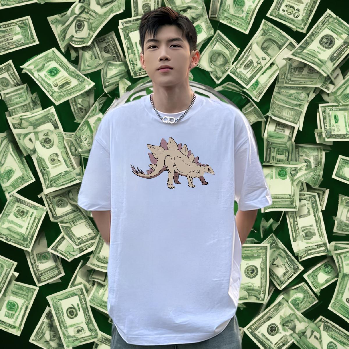 Factory Direct Men T Shirts 100% Cotton 230g dinosaur Anime Printing Street Tee Shirt Pure Cotton Cool Men Clothes T-Shirt Custom Printed