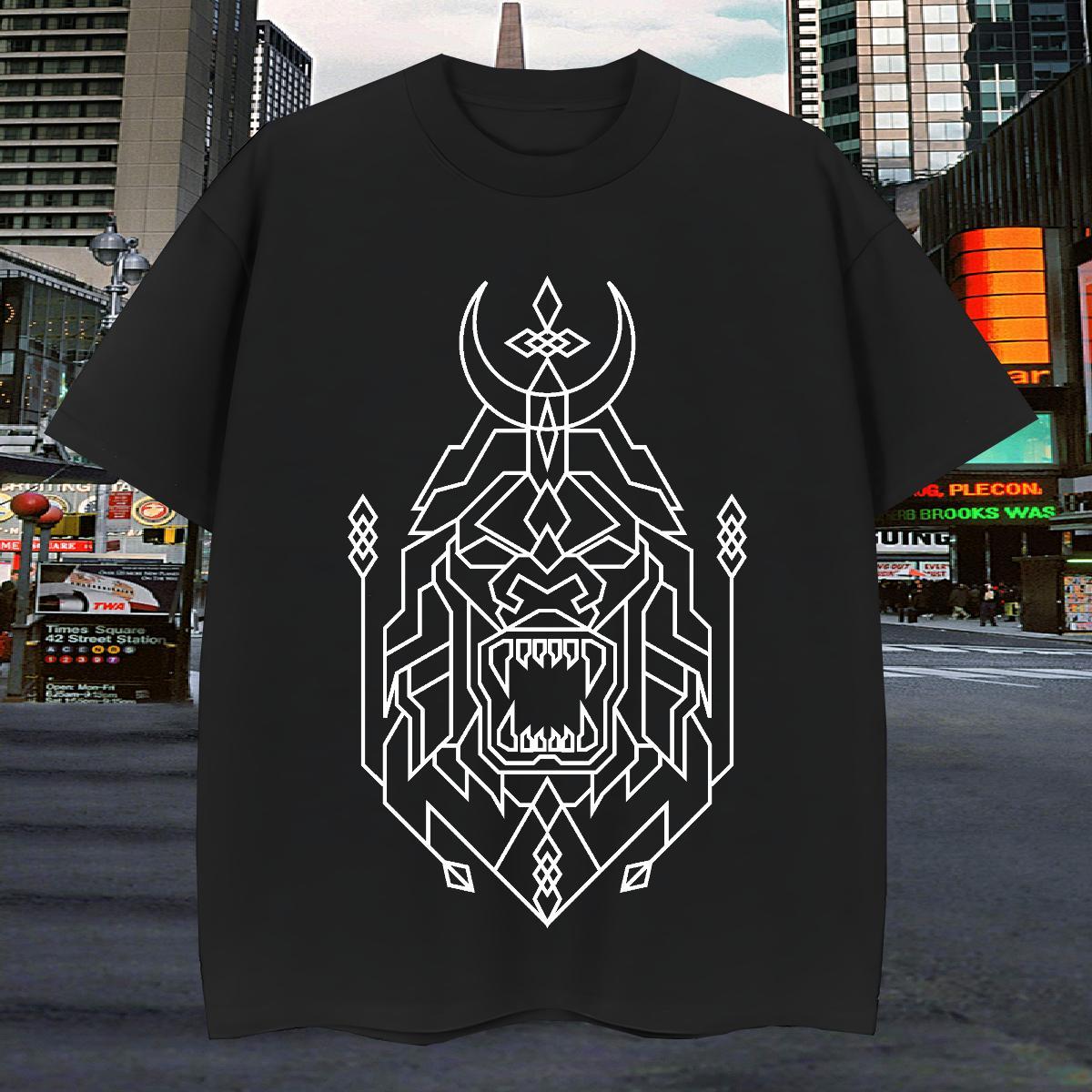 Men T Shirts 230g Cotton Lines Street Wear Round Neck Short Sleeve Floral Print Men Tops Tees Fashion Designer Tee Shirt