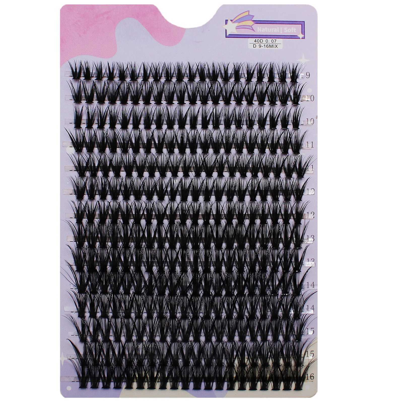 14 rows 280 clusters 40D mixed 9-16mm clusters eyelash extensions natural thick false eyelashes 3D strips personal eyelashes W240803