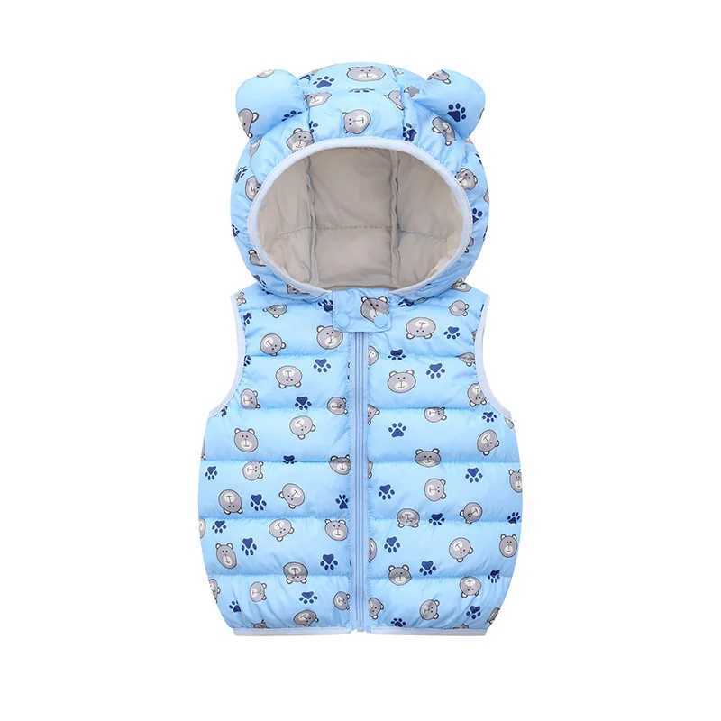 2023 Autumn Winter Baby Tank Top Hooded Cartoon Dinosaur Preschool Boys and Girls Waist Sleeveless Childrens Tank Top 0-5YW240724