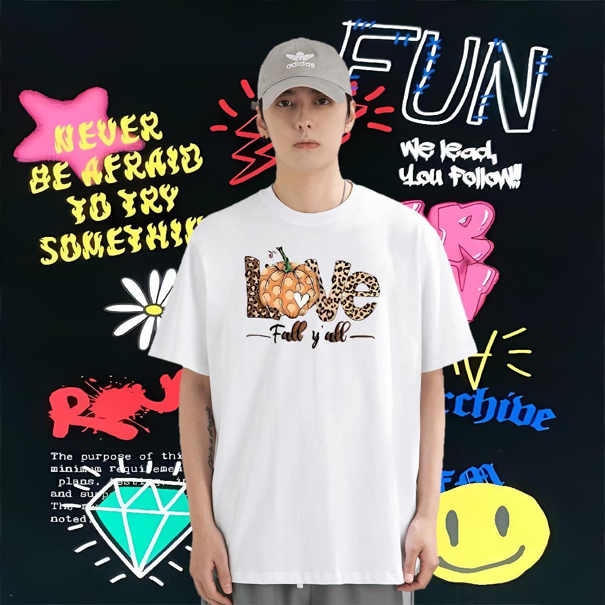 Man T Shirts 230g Pure Cotton halloween High Street Hip Hop Breathable Crew Neck Graphic Men Clothes T-Shirt Classic Cool Tops Shirt