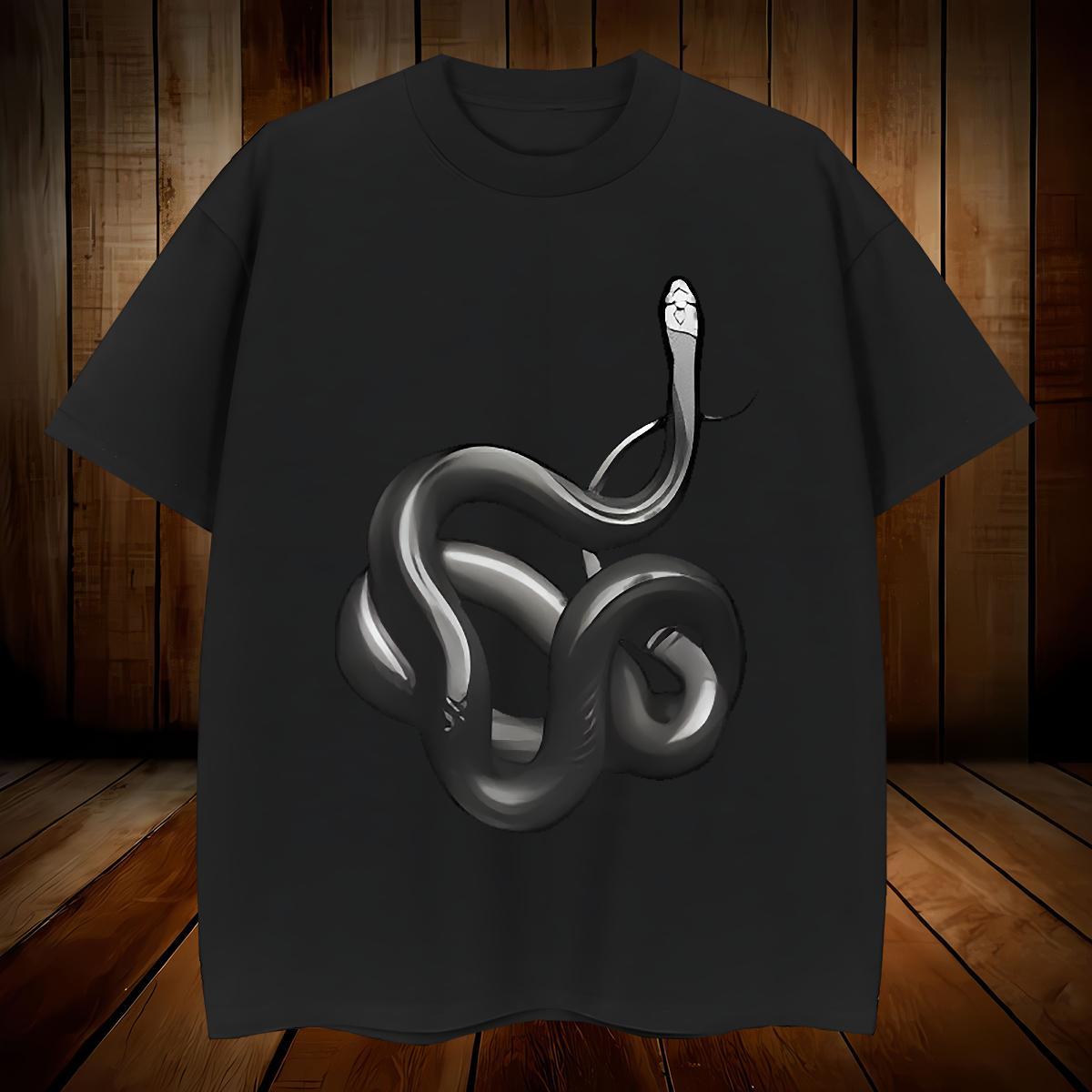 T-Shirts 230g Cotton snake Casual Breathable Crew Neck Black Oversized Mens Tshirts 2024 Summer Classic Tops Tees