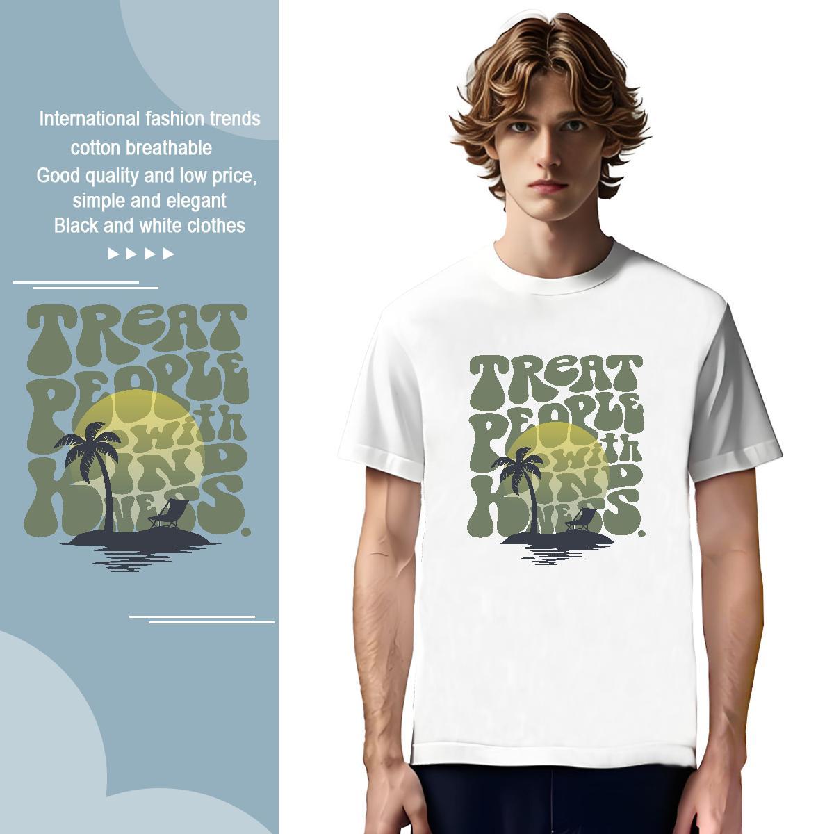 T Shirts Men 230g Cotton tree Street Casual Short Sleeve Soft Oversized 4XL Men Tops Tees New Cool Wear