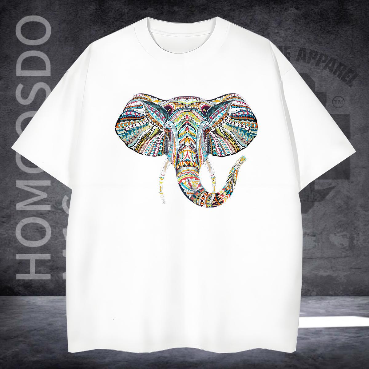 2024 DIY T-Shirts 230g Cotton Elephant Outdoor Top Tees Breathable Soft Loose Fit Tshirt for Man Woman DIY Anime