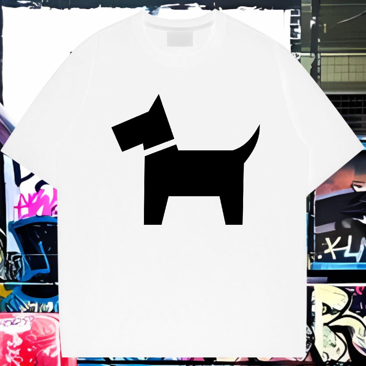 T Shirt For Man 100% Cotton 230g Dog Hip Hop Breathable Short Sleeve Floral Print Men Clothes T-Shirt Fashion Soft Polos