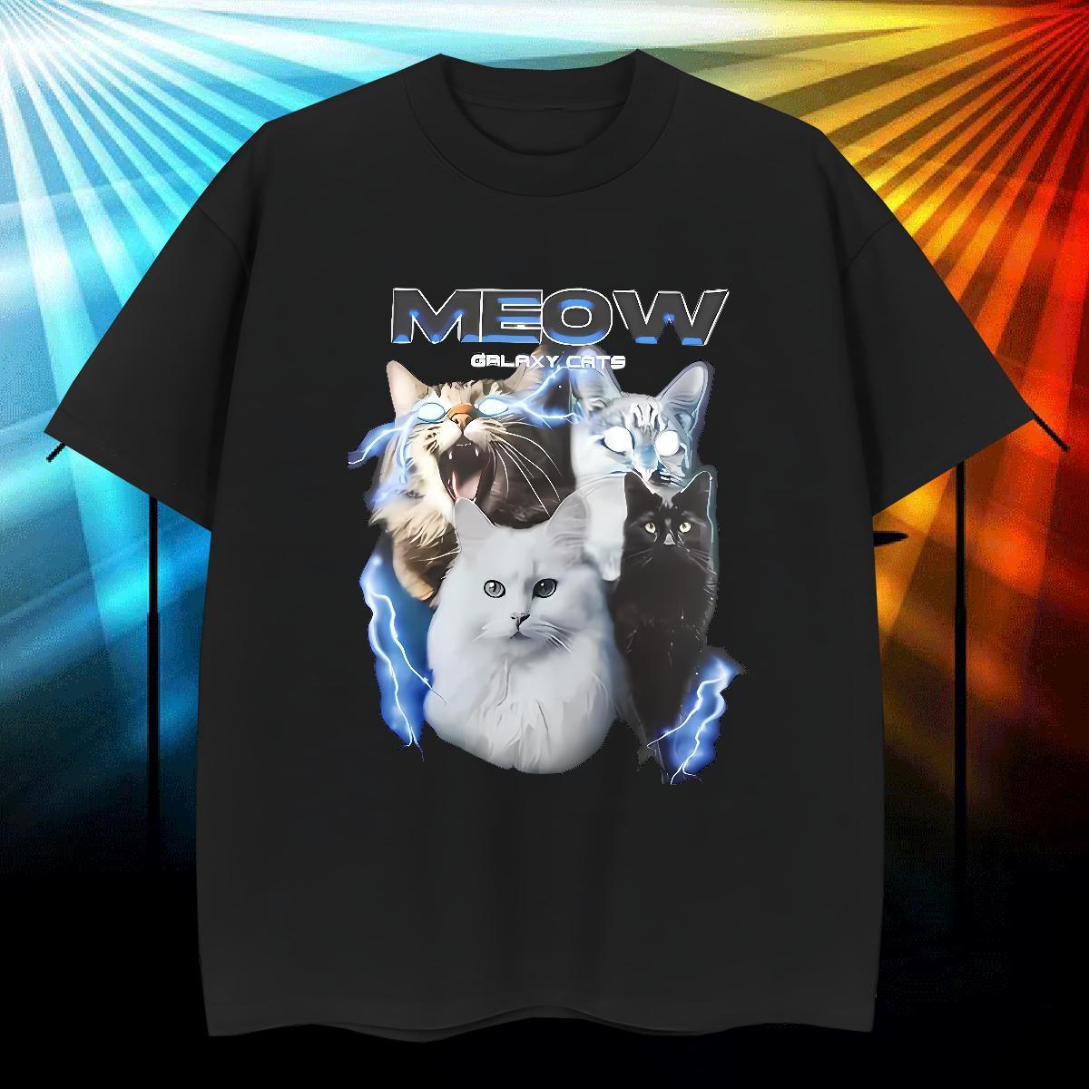 Factory Direct Mens T Shirts 230g 100% Cotton cat Hip Hop Street Tshirts Crew Neck Breathable TOP Quality Men Tees Custom Printing