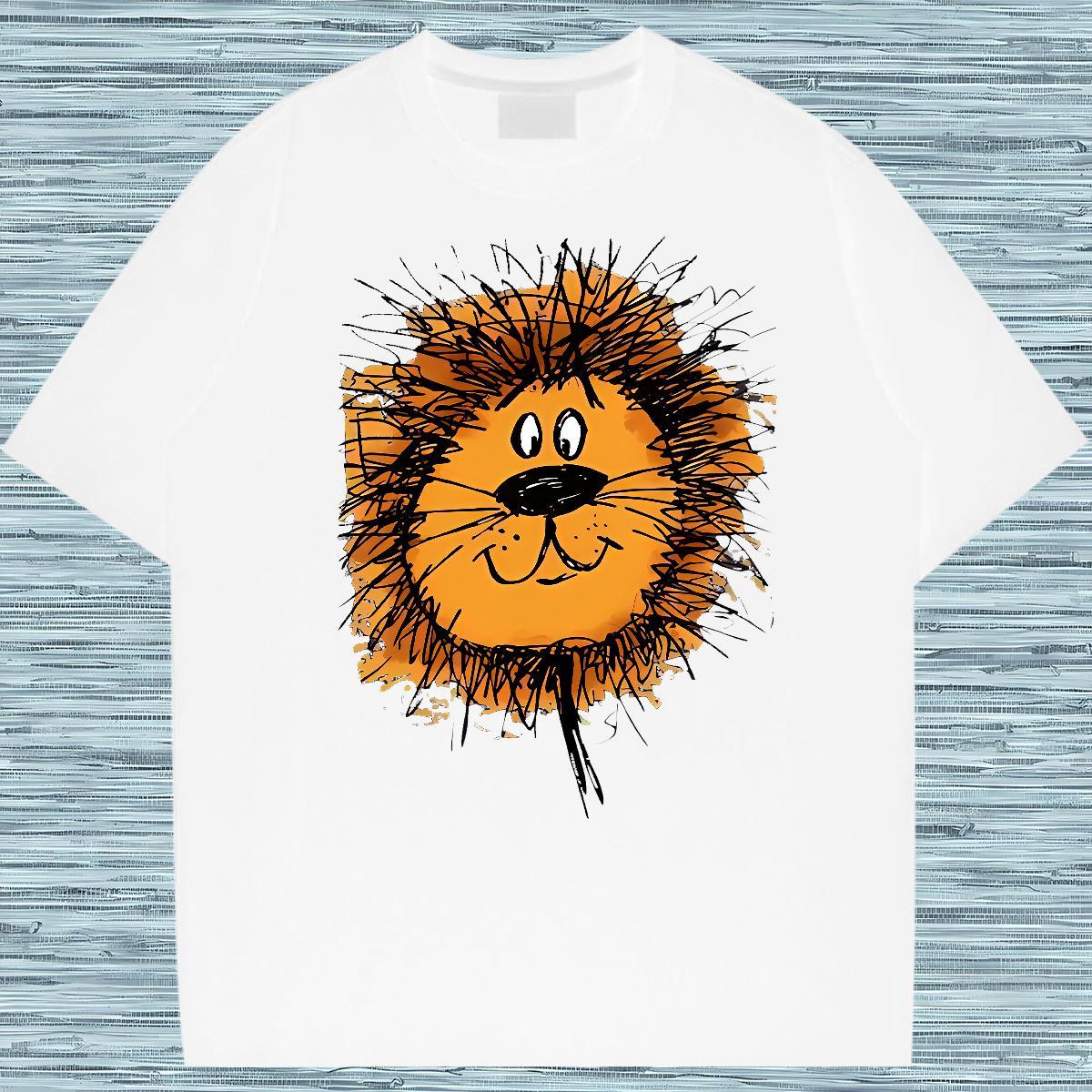 Casual New T-Shirts 230g Cotton lion Street wear Hip Hop Tees Breathable Crew Neck Free Shipping Tshirts Custom Cartoon