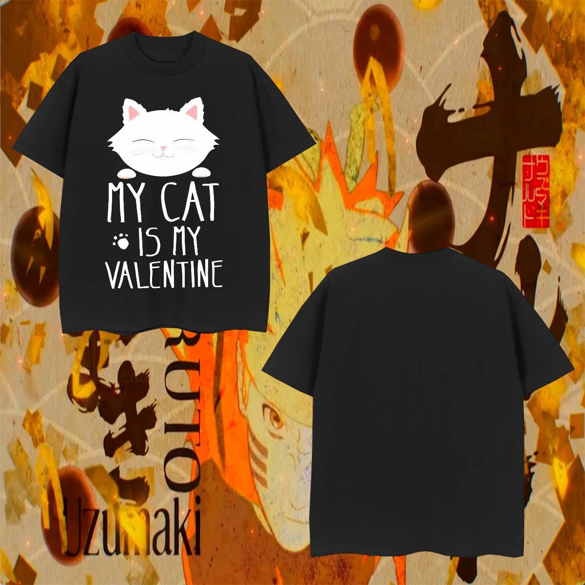 Loose Fit Tshirts 230g Pure Cotton cat Man T Shirts Beach Short Sleeve Soft Cartoon Printing L-4XL DIY Clothings