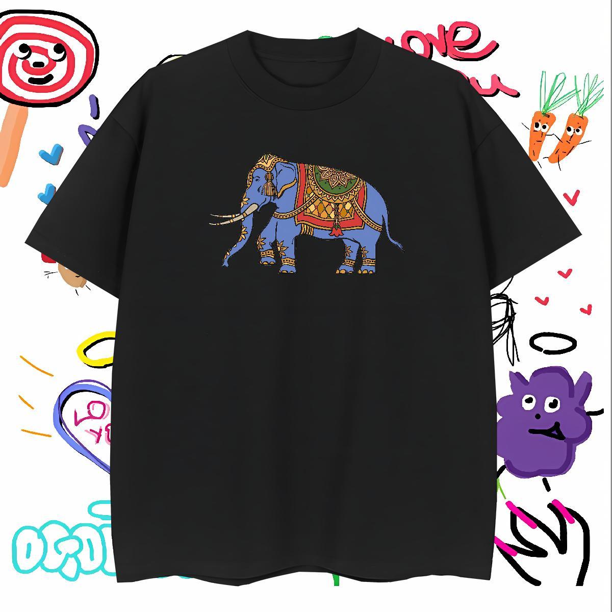 Mens T Shirts 100% Cotton 230g elephant Casual Short Sleeve Soft DIY Anime Tshirt for Man Woman Stylist Cool Tops Shirt