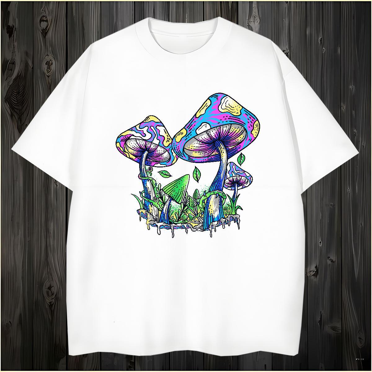 T-Shirts 230g Pure Cotton mushroom High Street Hip Hop Breathable Short Sleeve Custom Printed Couples T Shirts Fashion Designer TOP Quality Polos