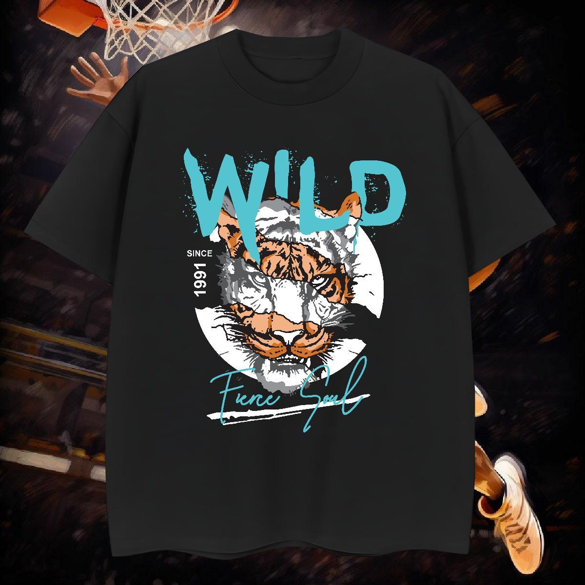 T shirt 230g Pure Cotton tiger Street Casual Breathable Short Sleeve DIY Printed Couples T Shirts Wholesale Cool Design Polos