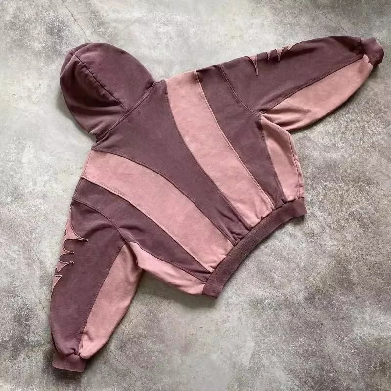 Y2K Street Fashion Trend Spot Splicing Hoodies Women Harajuku Hip Hop Retro Joker Sweatshirt Couple Casual Loose Punk Hoodie 240806
