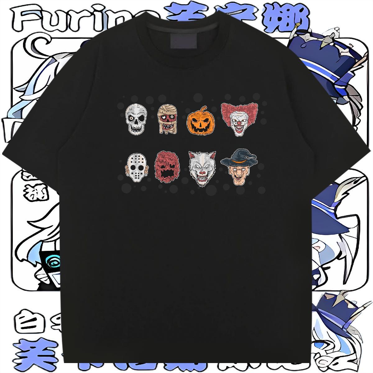 2024 Summer T Shirts Men 230g Pure Cotton Halloween High Street Hip Hop Tees Crew Neck Comfortable Tshirts Customized Print