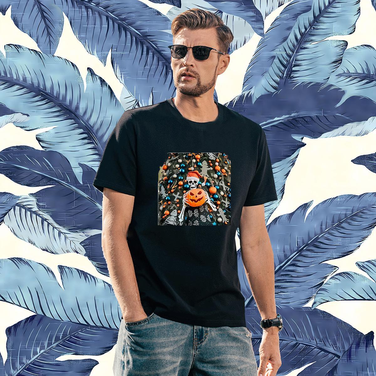 Comfortable Men Tops Tees 230g 100% Cotton pumpkin T shirt Street Wear Round Neck Short Sleeve Custom Anime Fashion New Tees Shirts