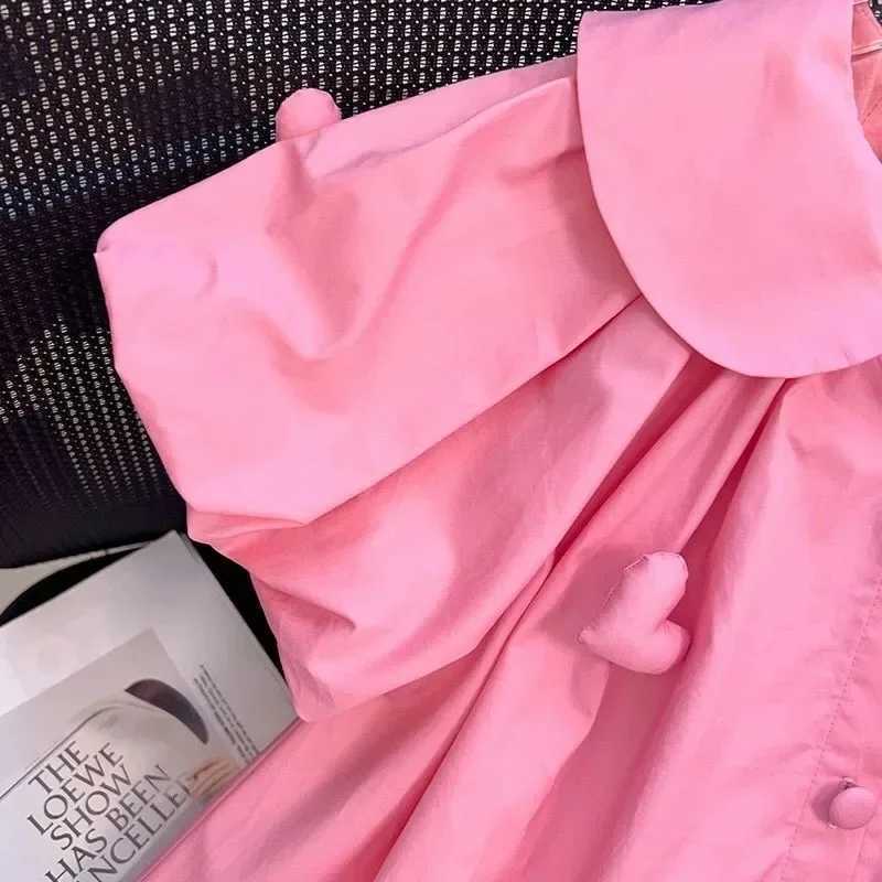 2-10 year summer girls dress cartoon heart-shaped decoration lapel princess dress girls childrens birthday gift clothingW240720