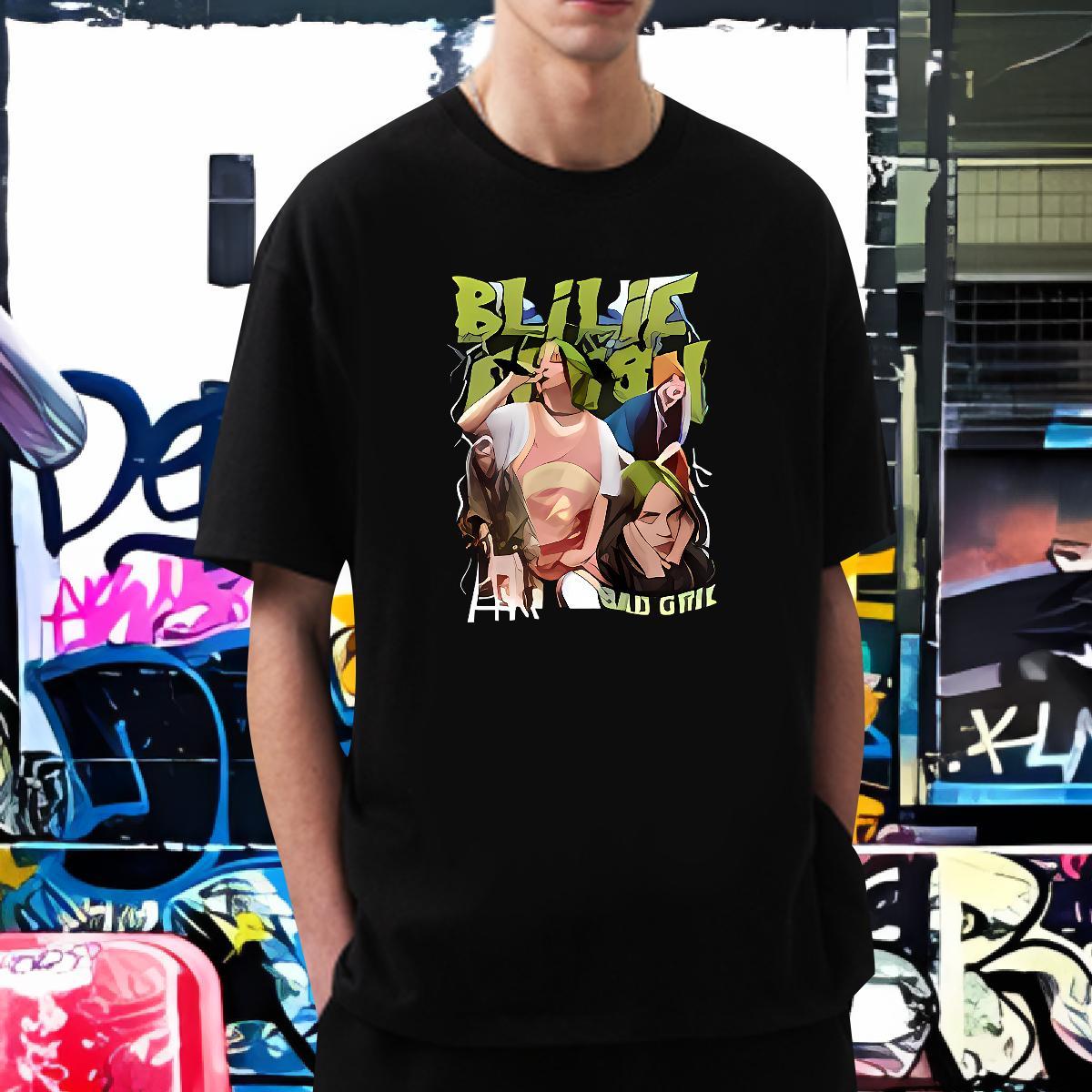 T-Shirts 230g 100% Cotton character Outdoor Crew Neck Floral Print Men Clothes T-Shirt 2024 DIY Loose Fit Tees