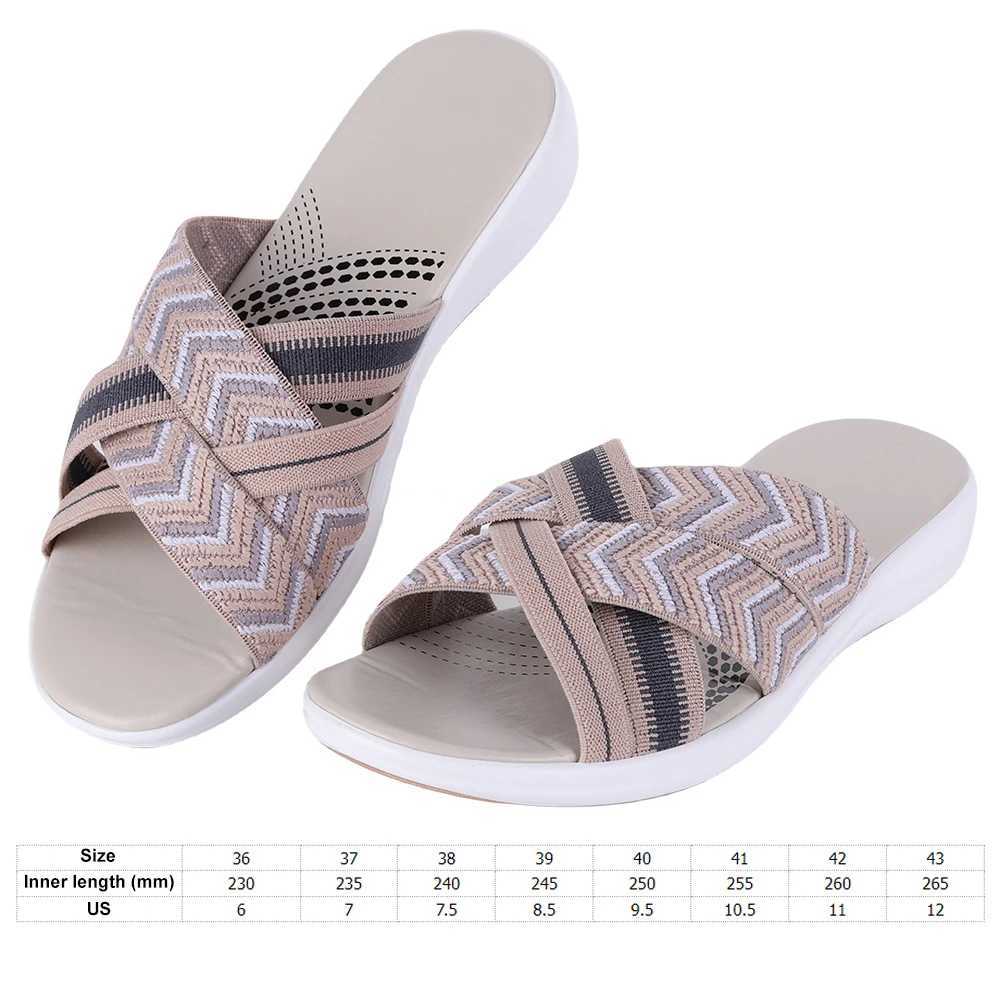 Women Slip On Slides Wide Width Cross Strap Casual Beach Sandals Open Toe Platform Wedge Sandals Lightweight for Summer CL240806