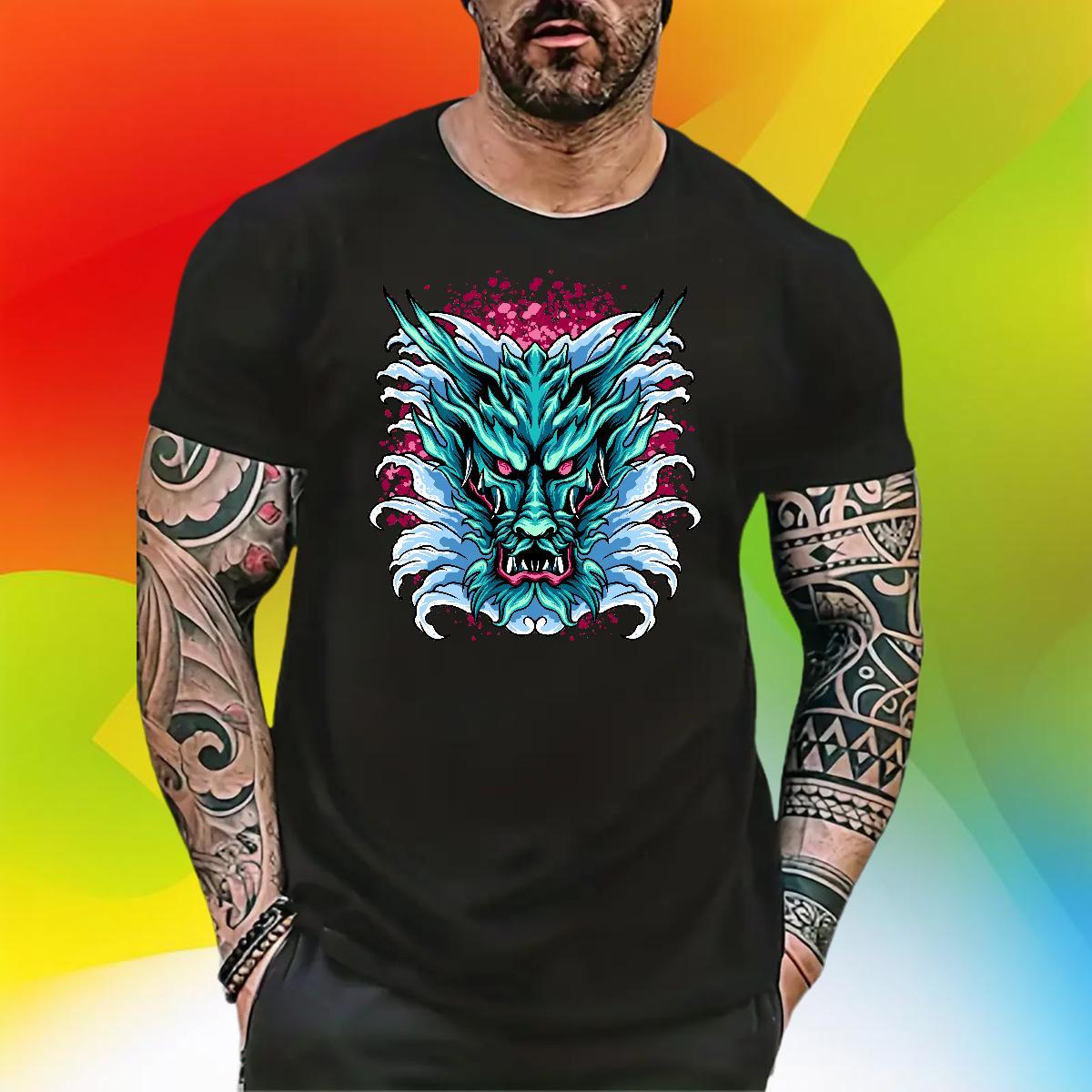 2024 Summer Mens T Shirts 230g Pure Cotton Sports Casual Tops Tees Breathable Crew Neck High Quality Mens Tshirts Floral Print
