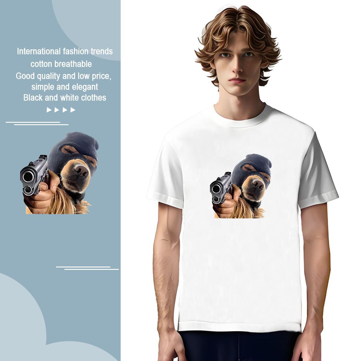 T shirt 230g Cotton Casual Daily Wear Breathable Short Sleeve Black White Men Tops Tees Fashion Designer Unisex Top Tees