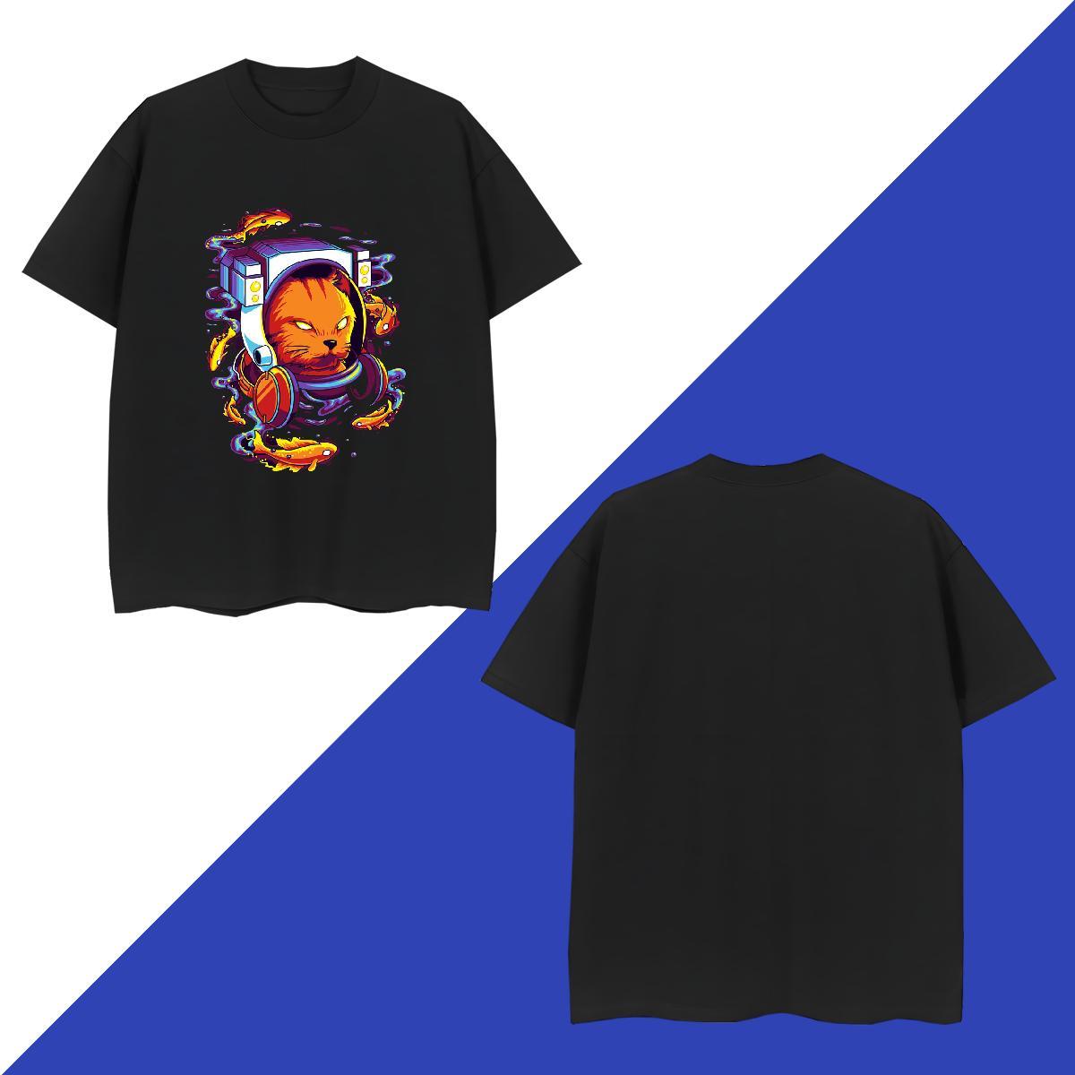 Free Shipping T Shirts Men 100% Cotton 230g cute Hip Hop Tees Breathable Short Sleeve Loose Couples T Shirts Custom Anime