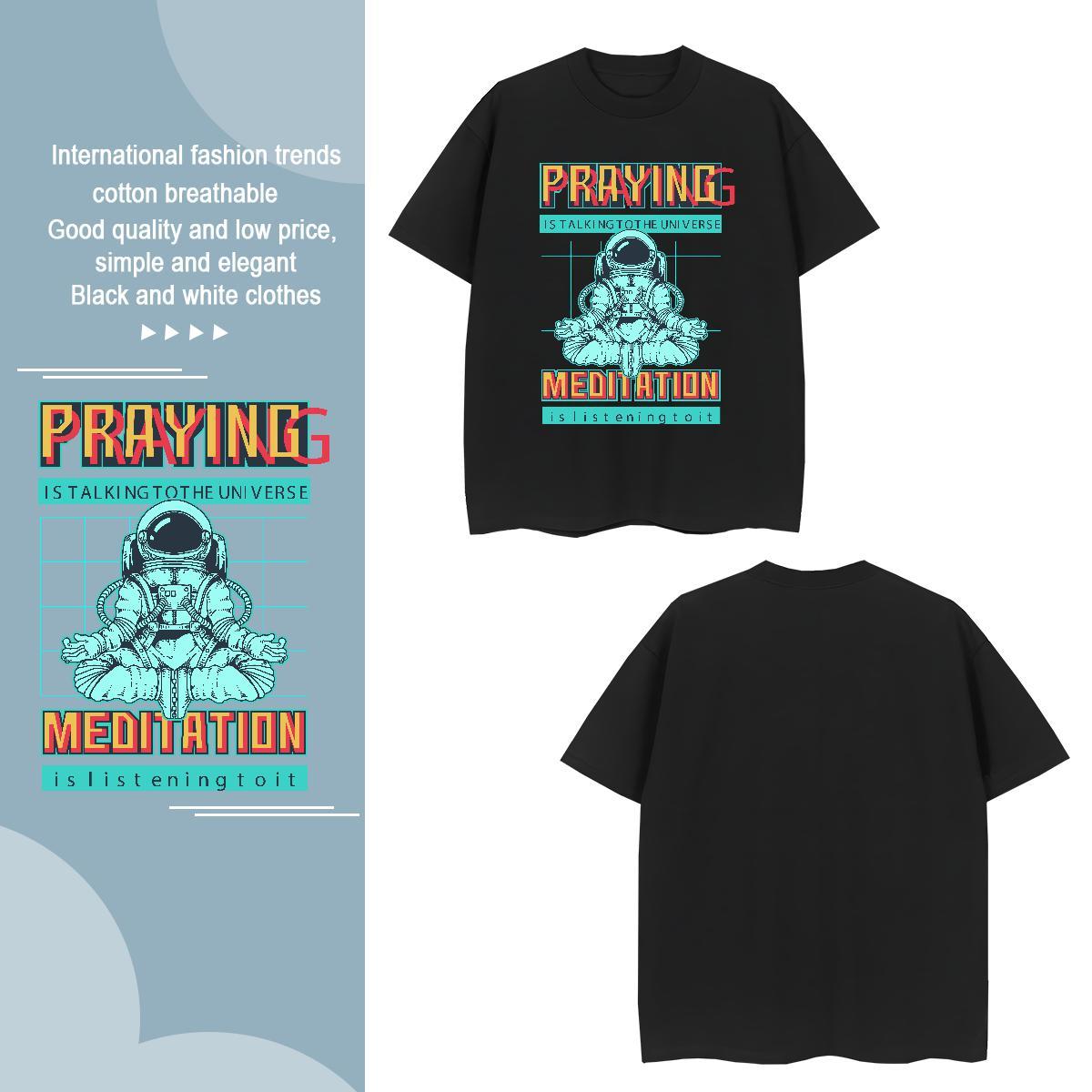 T shirt 230g Pure Cotton universe Anime Printing Street O Neck Short Sleeves White Plus Size Couples T Shirts 2024 DIY Soft Wear