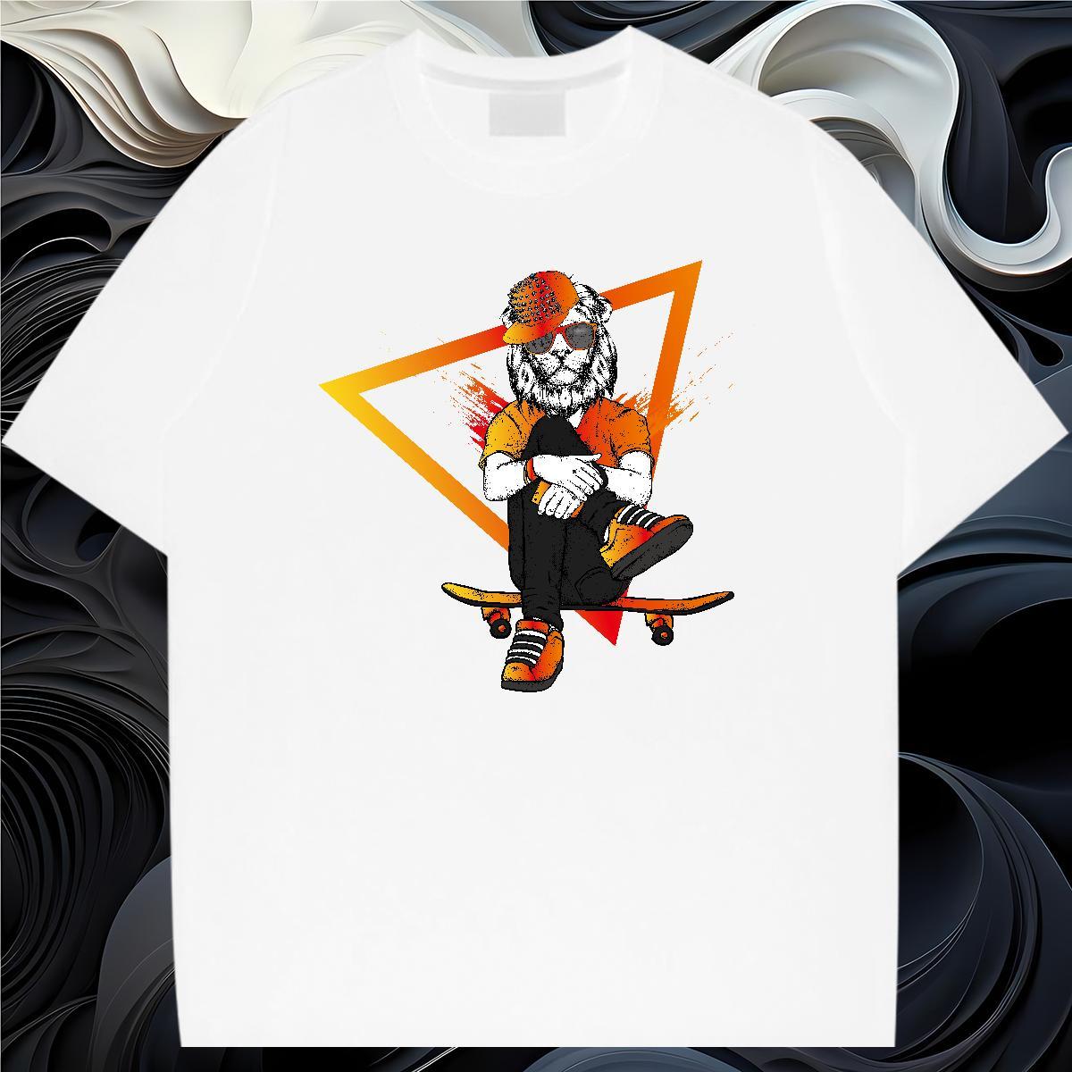 Mens T Shirts 230g 100% Cotton lion Summer Casual Breathable Crew Neck Graphic Couples T Shirts DIY Customized High Quality Wear