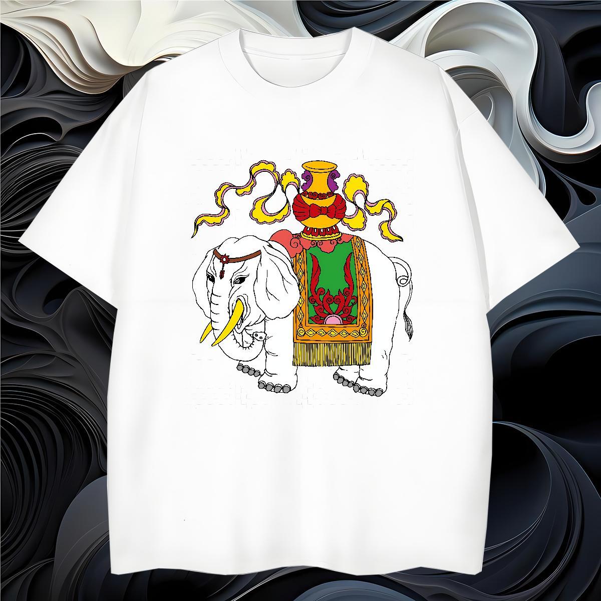 Casual New Man T Shirts 230g Cotton elephant Beach Wear Pure Cotton Cool Couples T Shirts DIY