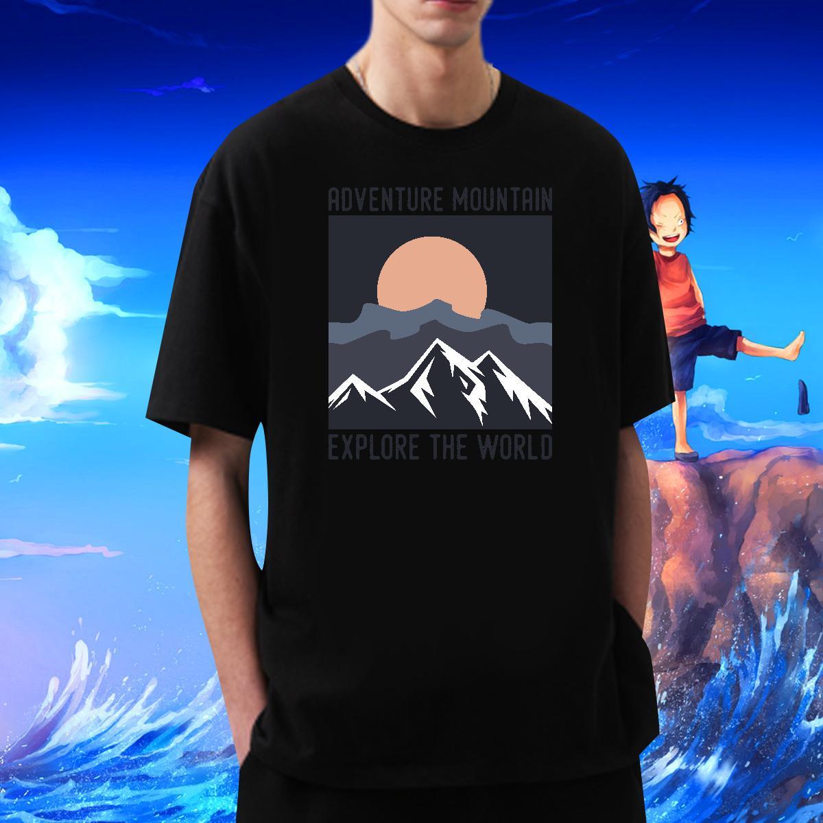 Wholesale Couples T Shirts 230g Cotton Anime Printing Street mountains Cartoon Printing L-4XL Short Sleeve Soft DIY T Shirt For Man Clothes